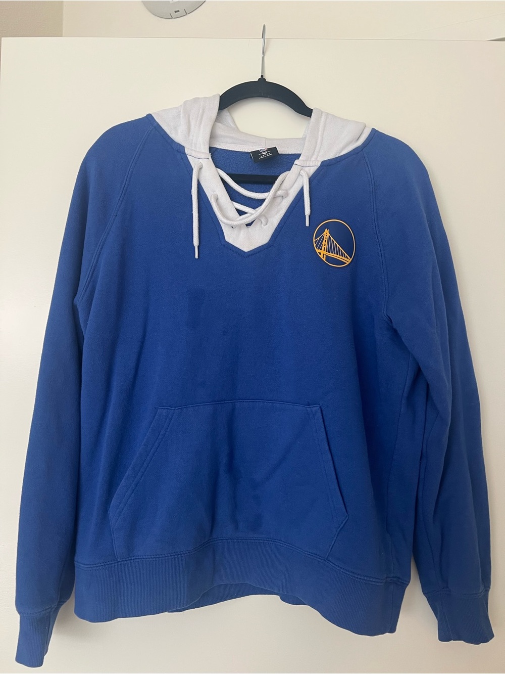Blue Lace-Up Hoodie with Golden Bridge Patch